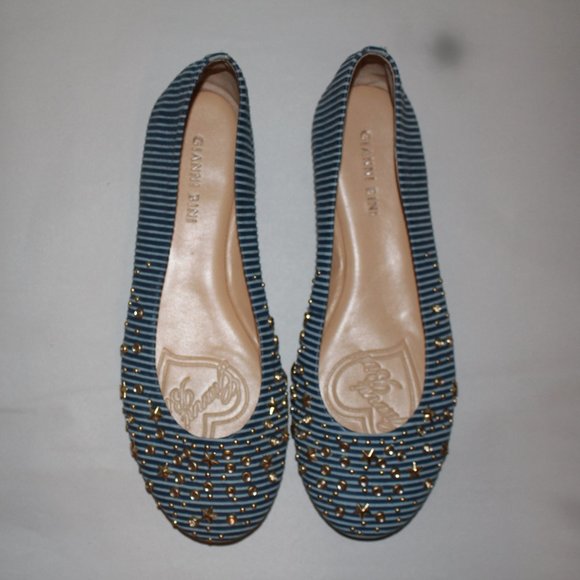 Gianni Bini blue and baby blue flats with studs - Picture 3 of 5